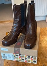 Orla Kiely for Clarks Brown Leather Ankle Boots Size UK5.5 (39) - Sold out/Rare 