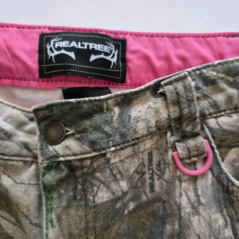 Real Tree Camouflage Women Size 12 Jeans Pants Pink Waist Key Clip Camo Hunting - Image 4 of 4