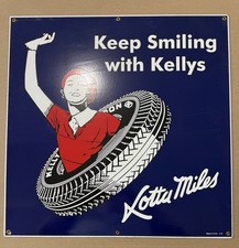 Kelly Tires Lotta Miles Metal Sign 24x24 - Vintage Style Repro Made In Usa 2016