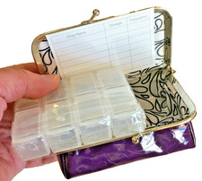 Wellspring Travel Pill Case NWT Terrace Mulberry Closure 8 Pill Compartments