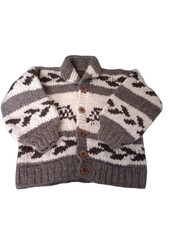 LONGHOUSE Cowichan Knit Cardigan Thunderbird Canada Made Size L 42