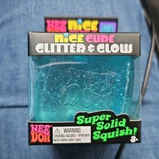 Nee Doh Needoh Nice Ice Cube Glitter Glow Blue Stress Sensory Fidget Toy Squeeze