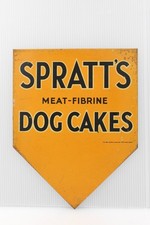 VINTAGE ORIGINAL c1930s SPRATT'S MEAT-FIBRINE DOG CAKES ADVERTISING METAL SIGN