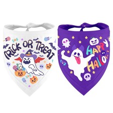 Halloween Dog Bandanas 2 Pack Happy Halloween and Trick or Treat Themed Dog B...