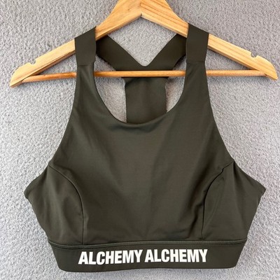 Lululemon Alchemy Olive Green Sports Bra Womens Size 10 Workout Gym Activewear