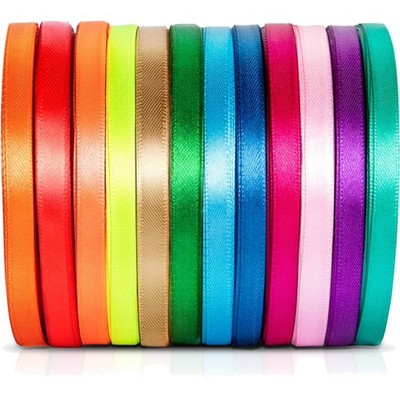 Satinbänder 12 Rollen, Geschenkband, Dekoband, Hochzeit, 250 Yards, bunt