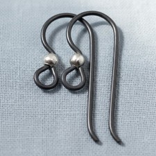 Black Niobium Ear Wires Sterling Silver Bead 10Pc Hypoallergenic USA Matte Black
