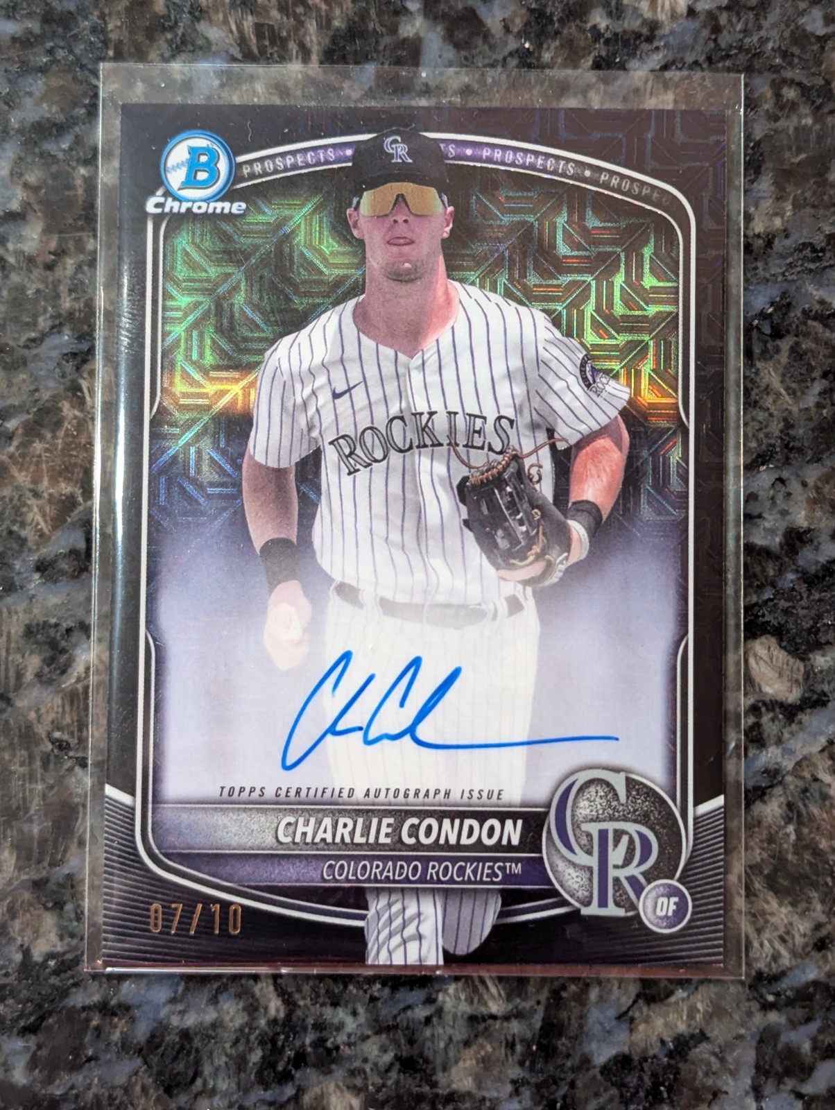2025 Bowman Chrome Mega Box Charlie Condon Auto Black Mojo Refractor /10 Rockies
