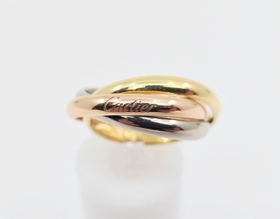 Cartier Trinity Ring 18K Tri Color Gold Size 57 Full Set Box Papers Receipt COA