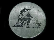 TC07119 VINTAGE 1970s AQUARIUS ASTROLOGY ZODIAC BELT BUCKLE