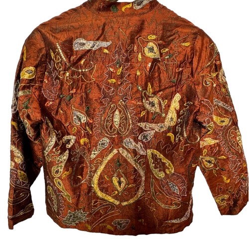 Chicos 100 % seda bordada con cuentas abotonadas camisa chaqueta para mujer 1/pequeña - Imagen 4 de 7