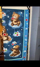 Boys Crib Quilt Blue Teddy Bear  Stars Quilted Nursery Blanket