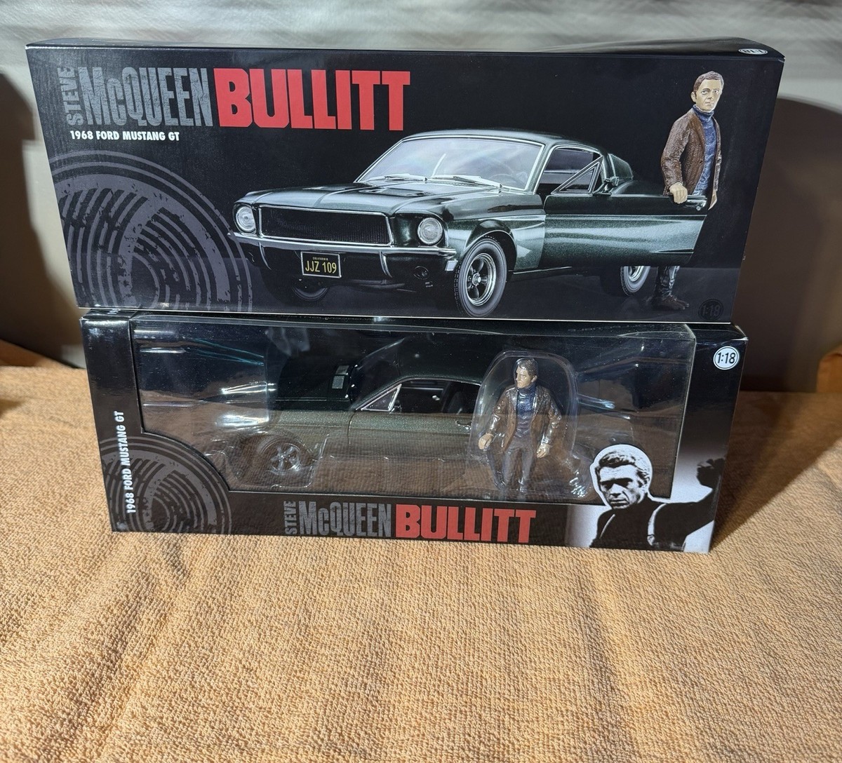 Voiture Miniature KK-Scale – Ford Mustang GT Fastback 1968 – Vert – 1/18 – Avec Figurine Bullitt – Métal