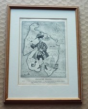 Framed map Winston Churchill&rsquo;s Pleasure Island by Leonard Raven-Hill c1929