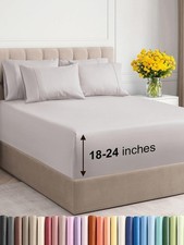 Extra Deep Queen Sheet Set, 6 Piece, Light Grey Sheet Set w/Extra Deep Pockets
