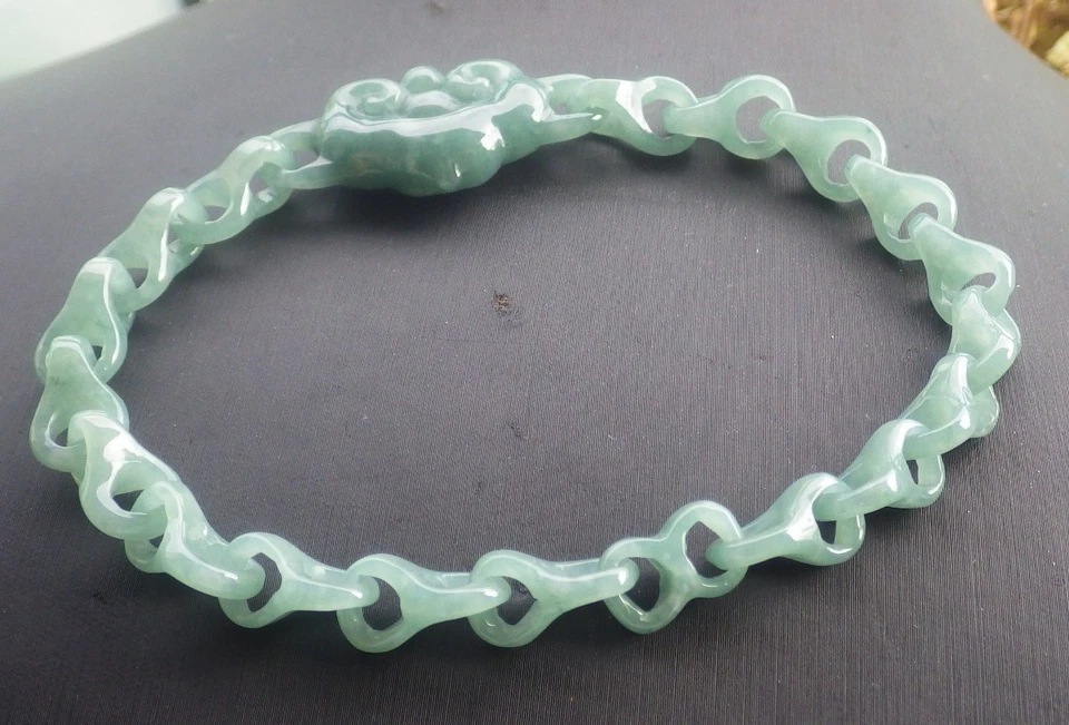 Video Certified Green A JADE Jadeite Beads Bangle dragons bone Bracelet 206652 Foto 2 de 4