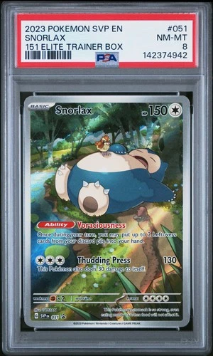 2023 POKEMON SVP EN-SV BLACK STAR PROMO 151 ELITE TRAINER BOX #051 SNORLAX PSA 8