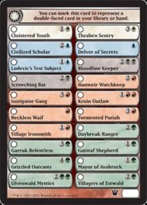 English NM-Mint Double-Sided Card Checklist x4 Innistrad Innistrad