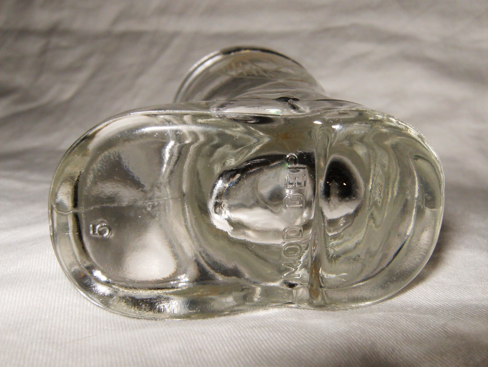 Vtg DUISKE Irish Handcut BOOT Shaped Shot Glass Etched Clover Harp