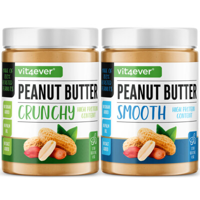 Erdnussbutter - 1Kg / 1000g o. Zusätze (V) 2 SORTEN - 100% geröstete Erdnüsse