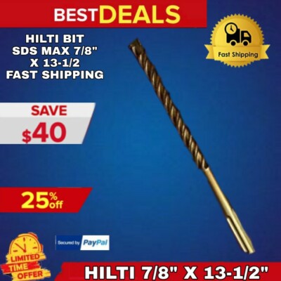 HILTI BIT SDS MAX 7/8'' X 13-1/2'' PREOWNED, FREE EXTRAS, STRONG, FAST SHIPPING