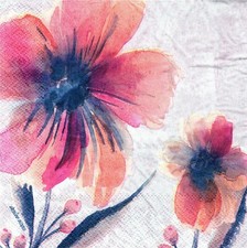  2 Two Paper Lunch Napkins for Decoupage/Mixed Media - Peach Flora