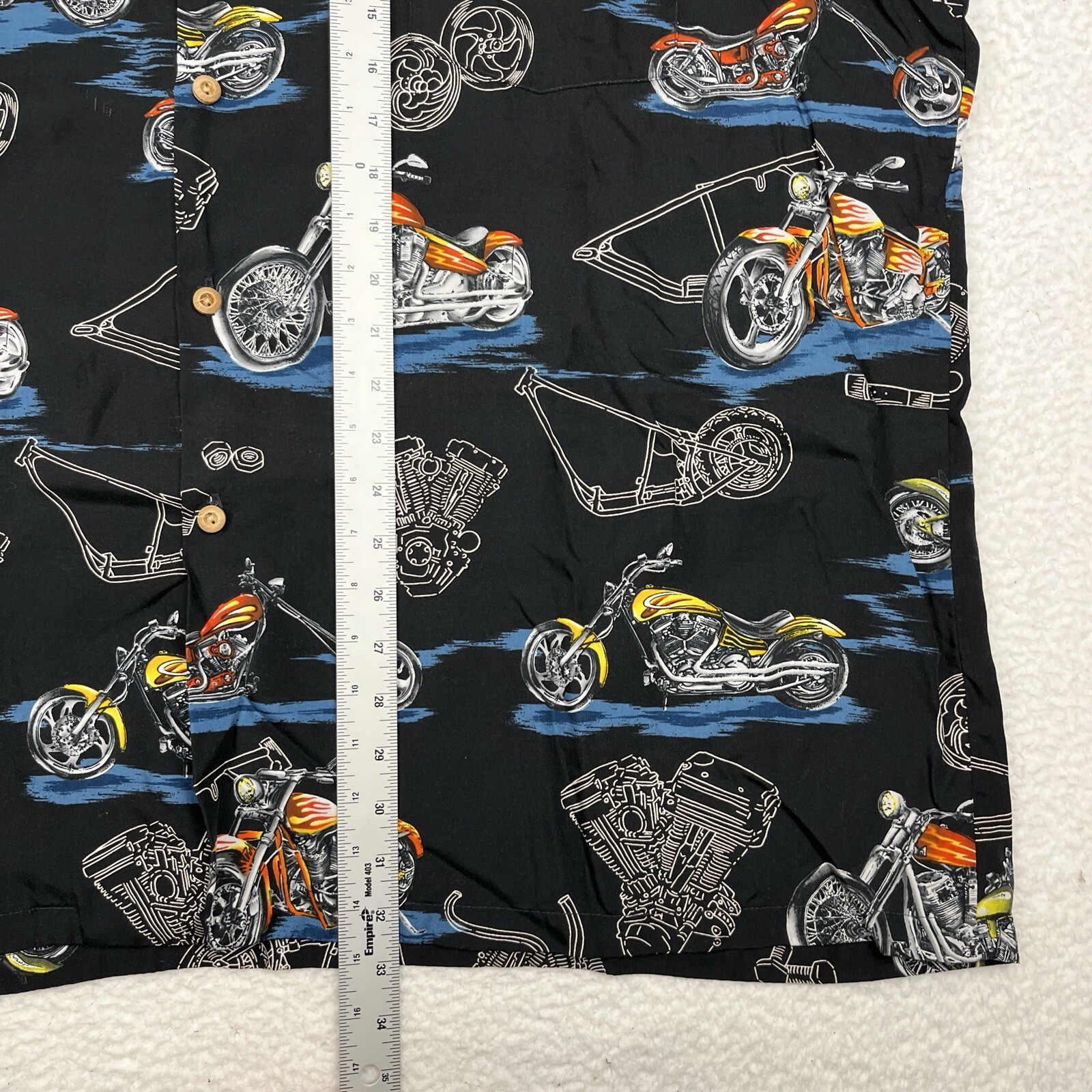 Paradise Found Shirt Mens Size 2XL Hawaiian Rayon Black Bike Motorcycle Print