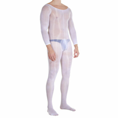 Women Shiny Backless Sheer Nylon See Transparent Bodysuit Pink