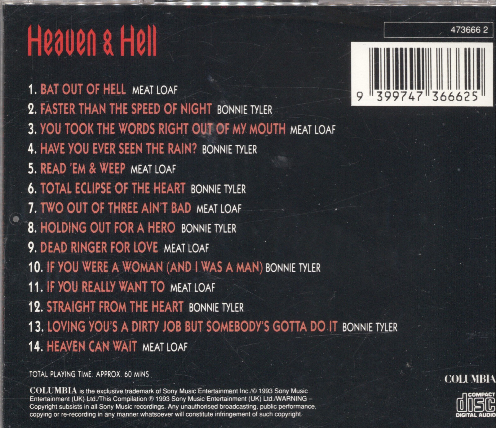 Meat Loaf & Bonnie Tyler Heaven & Hell CD eBay