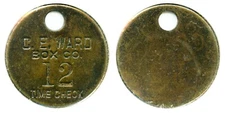 UNLISTED C. E. WARD BOX CO. TIME CHECK TOKEN ST. PAUL, RAMSEY CO., MINNESOTA MN