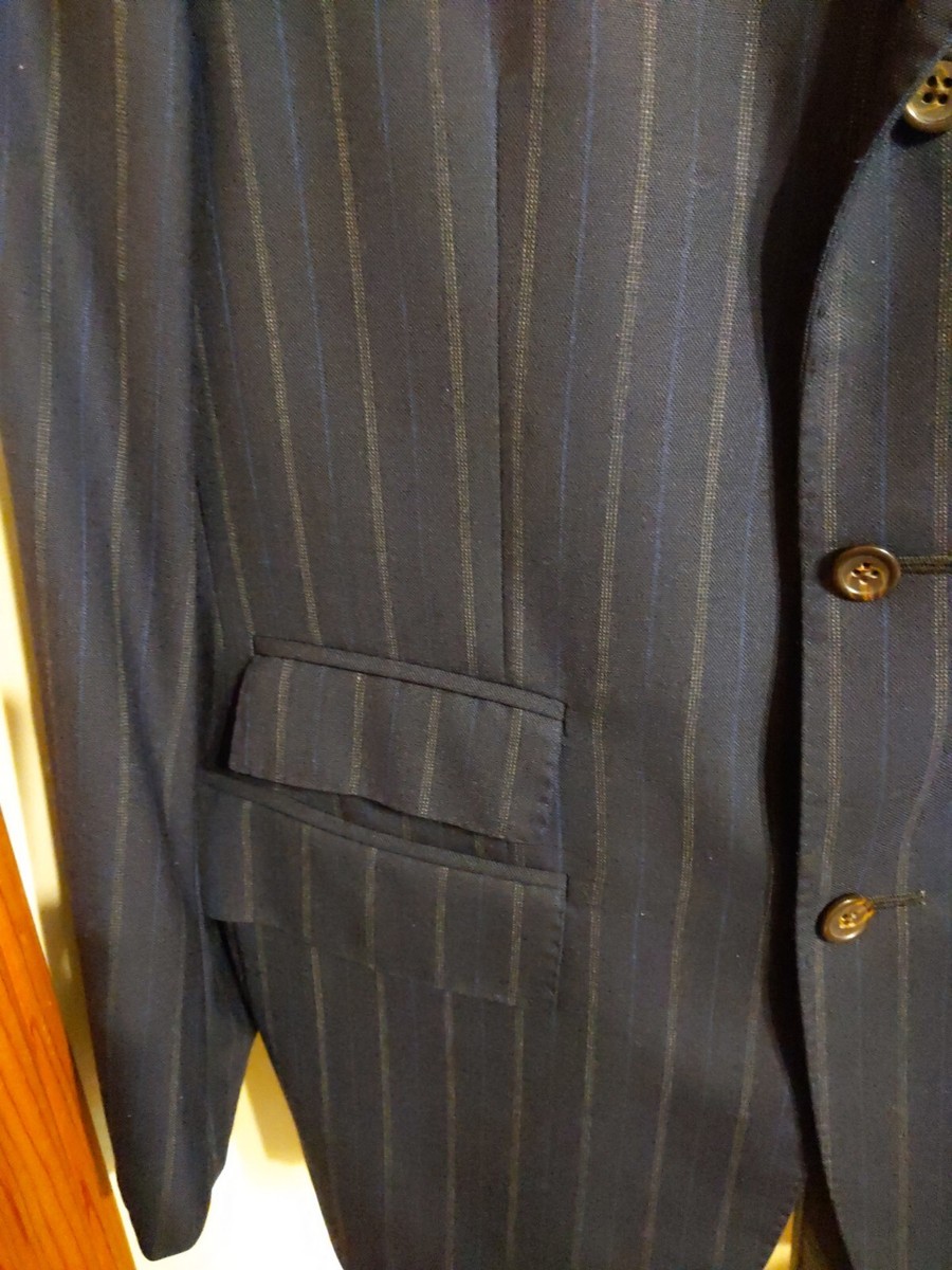 Polo Ralph Lauren Men's 44R Navy Blue w stripes 3 Button