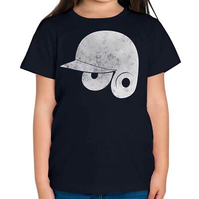 BASEBALL HELM DISTRESSED PRINT KINDER T-SHIRT VINTAGE STYLE DESIGN TOP SCHLÄGER GESCHENK