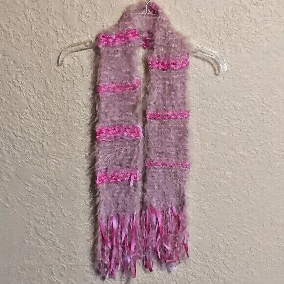 Used Unbranded, Furry, Fuzzy, Fringy, Fun. Pink Scarf for indoors or outdoors