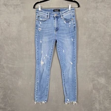 Judy Blue jeans womens 5/27 (27x26) Blue Distressed Relaxed Fit JB88430