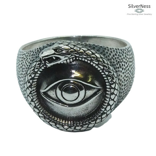 SilverNess Men's Jewellery Evil Eye Ring: 925 Sterling silver