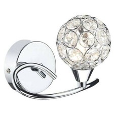 Image of Silver Wall Light fitting glass Crystal Chrome Switched Dar Double Insulated
