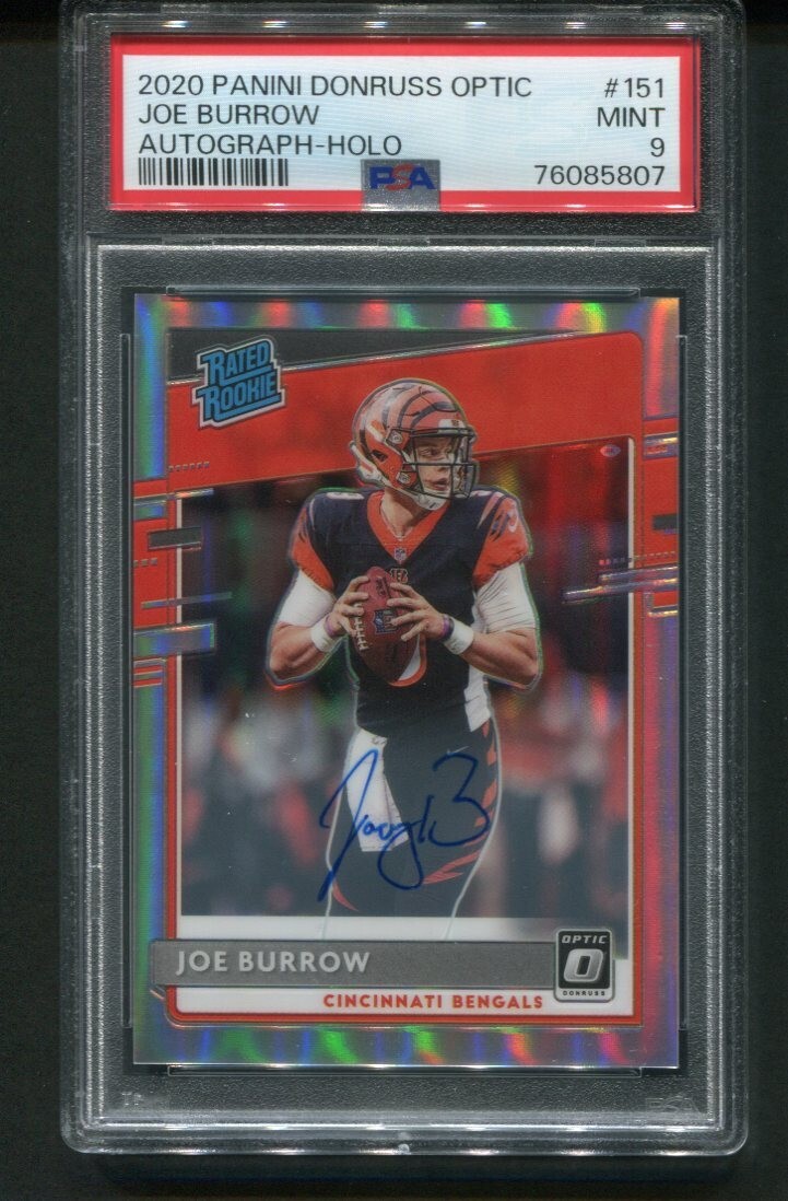 2020 Donruss Optic Joe Burrow Rated Rookie Auto Holo 10/99 #151 PSA 9