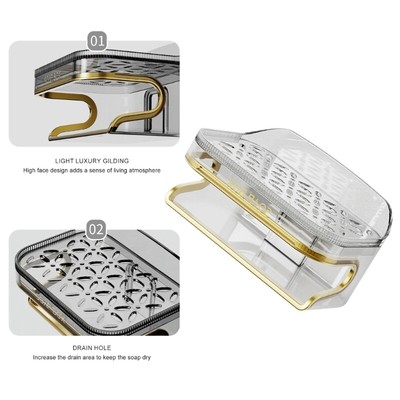 Wall Mounted Soap Dish Holder for Shower Bathroom Kitchen Sponge Rack Organizers