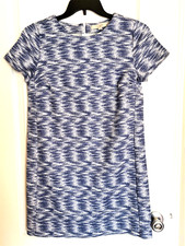ANN TAYLOR LOFT Blue Ikat Wavy Print Shift Dress Sz 6 Petite 6P