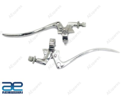 AEspares Brems- und Kupplungshebel-Set Stahl Chrom 1'' Universal Vintage