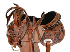 COMFY TRAIL PLEASURE SADDLE WESTERN HORSE BLACK TOOLED LEATHER TACK SET 15 16 17