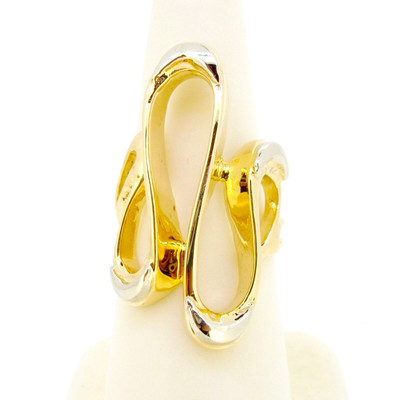 Ring 14 Karat Gelbgold mit Weißgoldakzenten freie Form oder Fassung bicolor Gr. 6