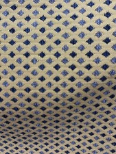 BLUE BEIGE DIAMOND CHENILLE UPHOLSTERY BROCADE FABRIC 56 in. Sold BTY
