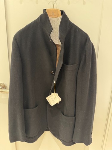BRAND NEW Brunello Cucinelli 100% Cashmere Black Waterproof Jacket Size 50