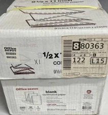 OFFICE DEPOT Continuous Computer Paper, 1 Part, 9.5"x11", 20 Lb, White 2300