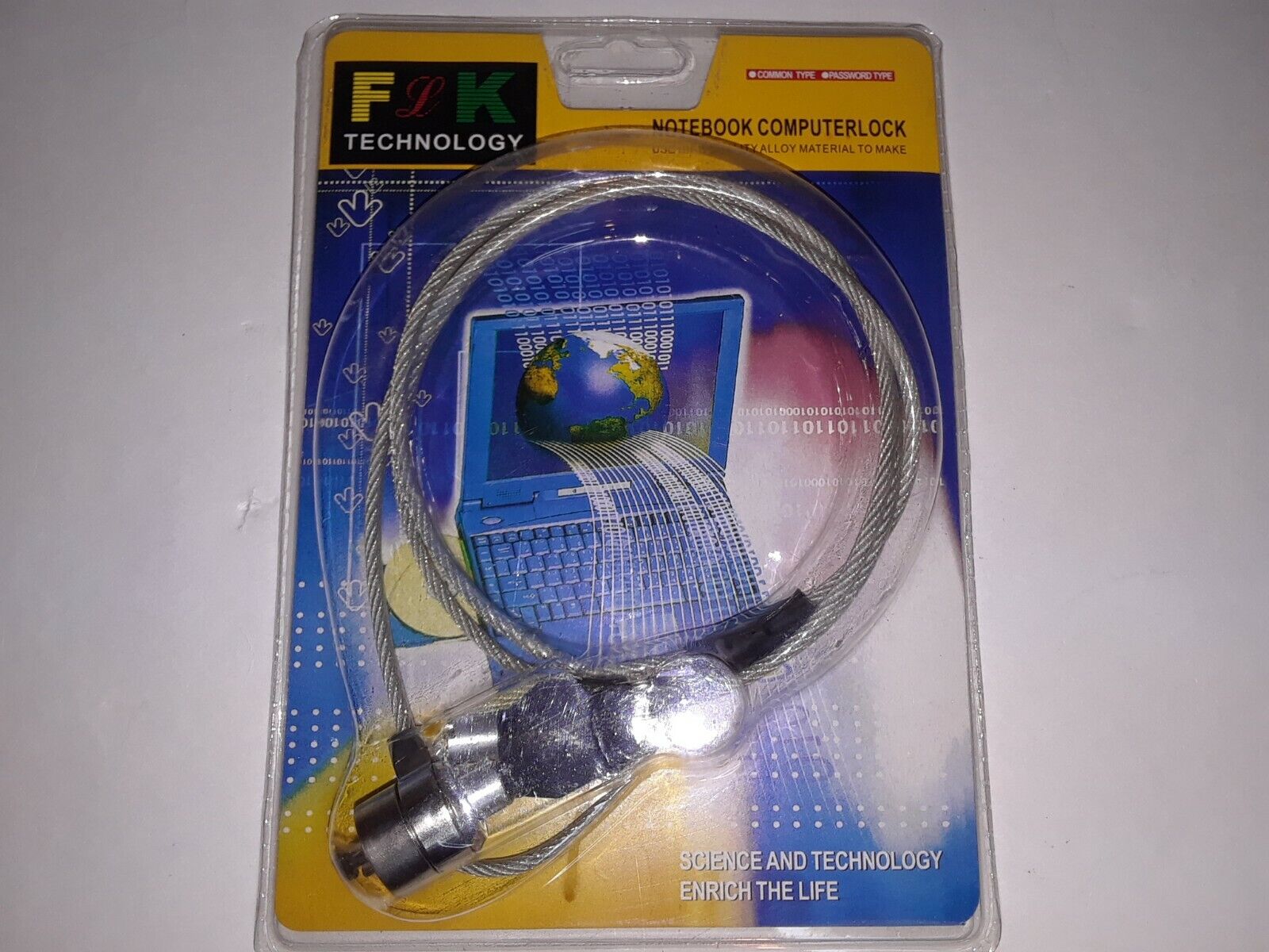 F & K Technology Notebook Computer Cable Chain Key Lock Brand New!