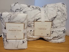 Pottery Barn Teen Recycled Marbled Microfiber Pintuck TWIN/comforter W/Sham