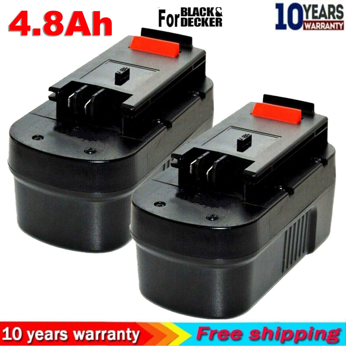 2x 18V 4800mAh Akku Kompatibel Mit Black & Decker – Ersatz Für HPB18, FSB18 Modelle
