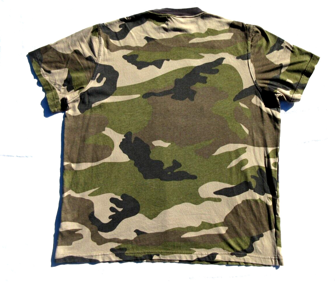 ADIDAS Trefoil Logo Camo Army Camouflage Ringer Shortsleeve Green Shirt –  Mens L