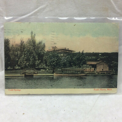 Vtg Postcard Cold springs South Haven Michigan Scene 1908